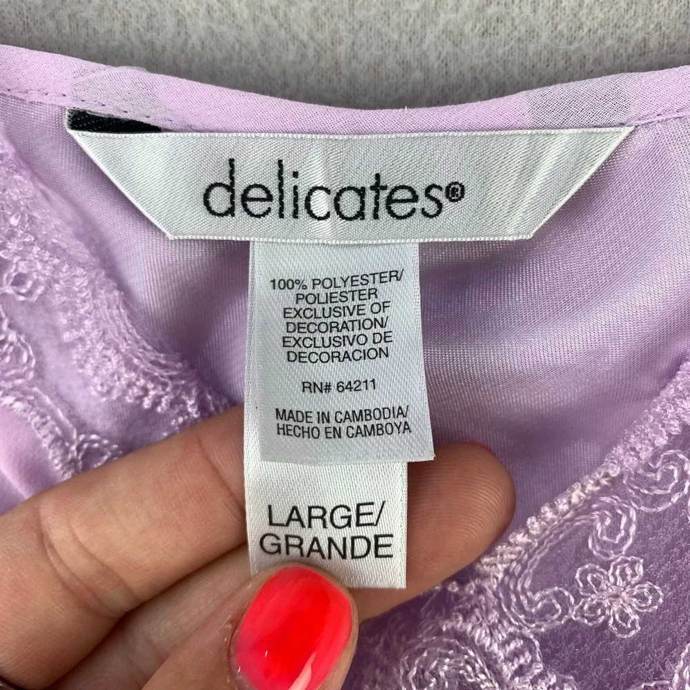 Delicates Satin Lace Chemise Nightgown Women L Purple Sleepwear Coquette Y2K